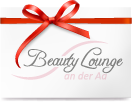 weisser Umschlag mit roter Schleife und Beauty Lounge Logo